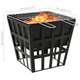 Palenisko i grill 2-w-1, 34 x 34 x 48 cm, stal
