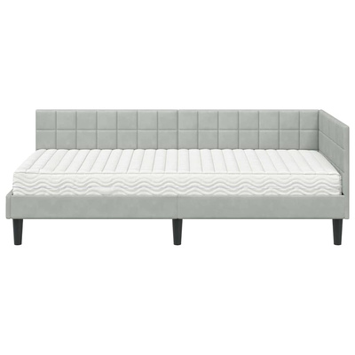Rama Łóżka Narożnego z Materacem 2 szt. Jasnoszary 90 x 200 cm