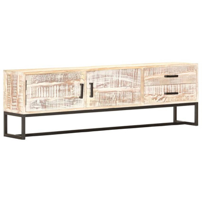 vidaXL Szafka pod TV, biała, 140 x 30 x 45 cm, lite drewno akacjowe
