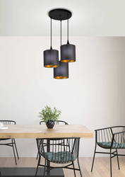 Lampa wisząca z abażurami Long czarna potrójna nowoczesna do salonu