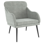 vidaXL Fotel, jasnoszary, 63x76x80 cm, obity aksamitem
