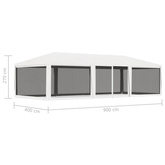 vidaXL Namiot imprezowy z 4 siatkowymi ściankami, 4x9 m, biały