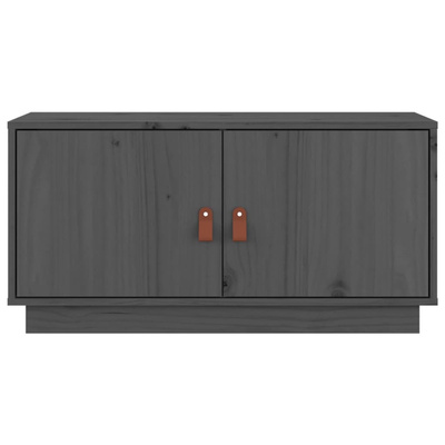 vidaXL Szafka pod TV, szara, 80x34x40 cm, lite drewno sosnowe