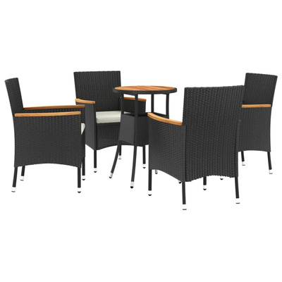 vidaXL 5-cz. zestaw mebli ogrodowych bistro z poduszkami, czarny