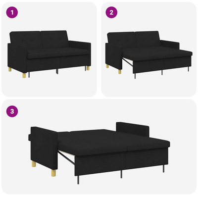 Rozkładana sofa Czarny tkanina