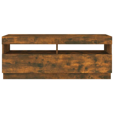 vidaXL Szafka pod TV z oświetleniem LED, przydymiony dąb, 100x35x40 cm