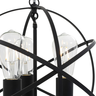 Lampa wisząca, czarna, sferyczna, 3 żarówki E27