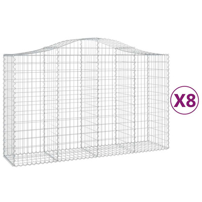 Kosze gabionowe, 8 szt, 200x50x120/140 cm, galwanizowane żelazo