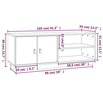 vidaXL Szafka pod TV, szara, 105x34x40 cm, lite drewno sosnowe