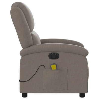 vidaXL Rozkładany fotel masujący, elektryczny, kolor taupe, tkanina