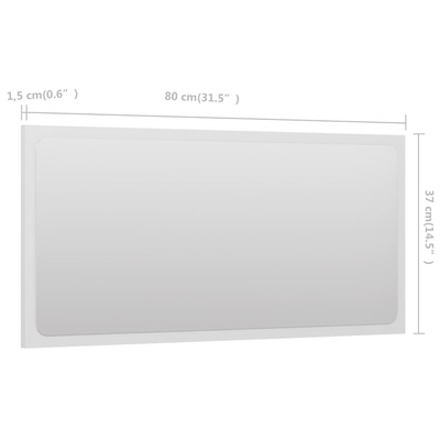 vidaXL Lustro łazienkowe, białe, 80x1,5x37 cm, płyta wiórowa