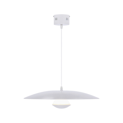 Lampa wisząca LUND 48 cm minimalistyczna – biały klosz talerz - skandynawska lampa do jadalni i salonu LED