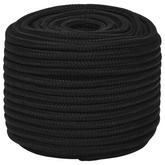 vidaXL Linka robocza, czarna, 12 mm, 25 m, poliester