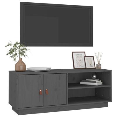 vidaXL Szafka pod TV, szara, 105x34x40 cm, lite drewno sosnowe