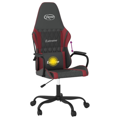 vidaXL Masujący fotel gamingowy, czarno-bordowy, sztuczna skóra model standard