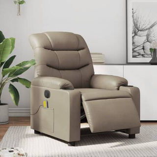 vidaXL Rozkładany fotel masujący, elektryczny, cappuccino, ekoskóra model standard