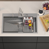 BURT Workstation SteelQ zlewozmywak 1-komorowy b/o stal szlachetna 760*500*220 mm + syfon push to open + dozownik stal szcz. + wkładka ociekowa+ Qmata + nakładka