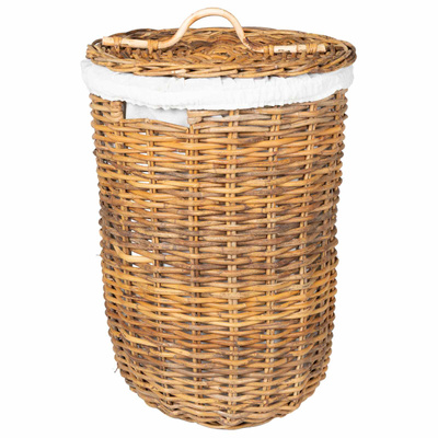 Kosz na pranie z pokrywą 2 pcs Naturalny Brąz Rattan Kubu