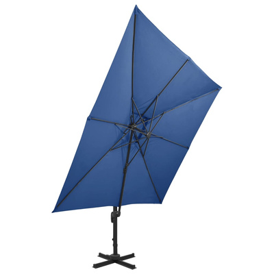 vidaXL Parasol wiszący z podwójną czaszą, 300x300 cm, lazurowy