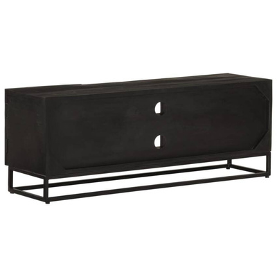 vidaXL Szafka pod TV, czarna, 110x30x40 cm, lite drewno mango i żelazo model standard