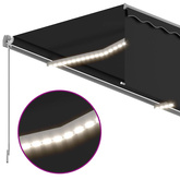 vidaXL Ręcznie zwijana markiza z zasłoną i LED, 4,5x3 m, antracytowa