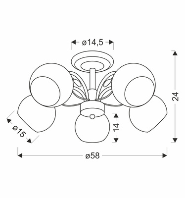 Lampa wisząca Neros 5-punktowa z kloszami szklana metalowa czarna