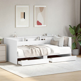 Łóżko dzienne z szufladami, bez materaca, białe, 90x200 cm model standard