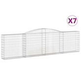 Kosze gabionowe, 7 szt, 400x30x100/120 cm, galwanizowane żelazo