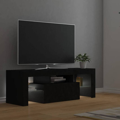 vidaXL Szafka pod TV z oświetleniem LED, czarna, 120x35x40 cm