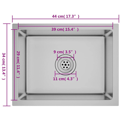Ręcznie robiony zlew kuchenny, stal nierdzewna