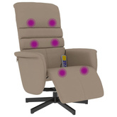 vidaXL Rozkładany fotel masujący z podnóżkiem, cappuccino, ekoskóra