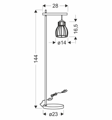 Lampa podłogowa czarna klosz koszyczek stalowy Bernita 51-78766