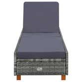 vidaXL Leżak z poduszką, polirattanowy, szary