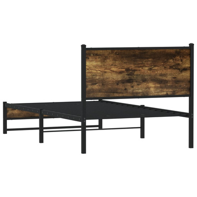 Metalowa rama łóżka, bez materaca, przydymiony dąb, 107x203 cm