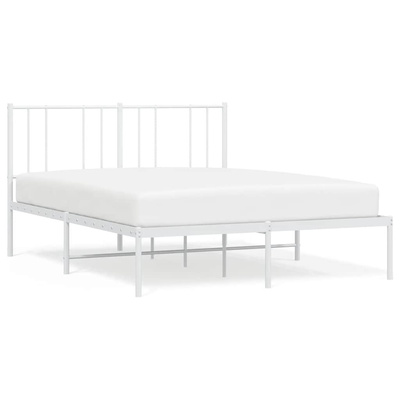 Metalowa rama łóżka z wezgłowiem biała, 140x200 cm model standard