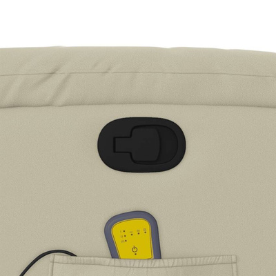 vidaXL Rozkładany fotel masujący, kremowe, sztuczna skóra