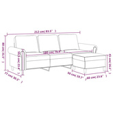 3-osobowa sofa z podnóżkiem winna czerwień 180 cm, aksamit