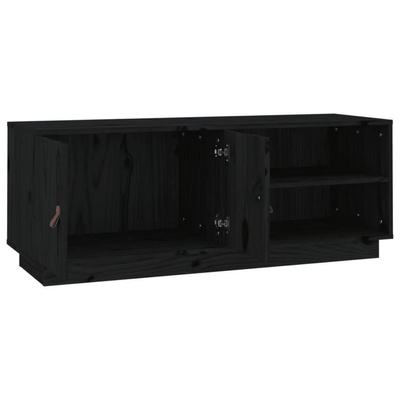 vidaXL Szafka pod TV, czarna, 105x34x40 cm, lite drewno sosnowe