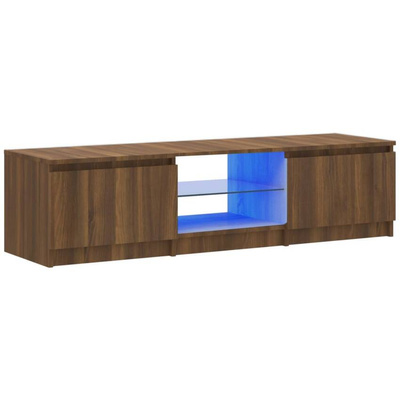 Szafka pod TV, z LED, brązowy dąb, 140 x 40 x 35,5 cm vidaXL