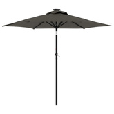 Parasol ogrodowy LED, stalowy słupek, antracyt, 225x225x212 cm