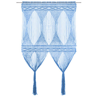 Zasłona z makramy, niebieska, 140 x 240 cm, bawełna