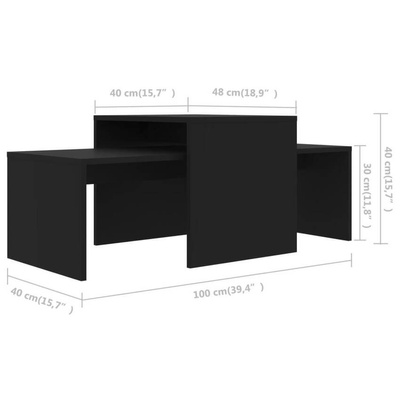 vidaXL Stoliki kawowe, czarne, 100x48x40 cm