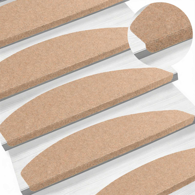 Samoprzylepne maty na schody 15 pcs Beżowy 80 x 28 x 3,5 cm
