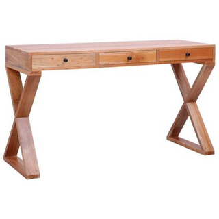 vidaXL Biurko komputerowe, naturalne, 132 x 47 x 77 cm, lity mahoń