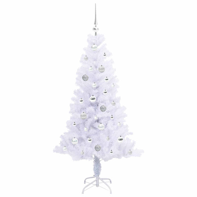 Sztuczna choinka z 150 diodami LED Biały 150 cm PVC i Stal