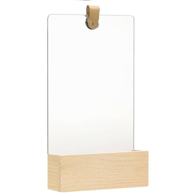 vidaXL Lustro ścienne z półką z litego drewna sosnowego, 23x39,5 cm