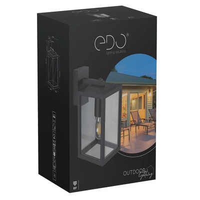 Ogrodowa oprawa elewacyjna kinkiet GAIA T BLACK E27 czarny IP44 EDO777369 EDO Solutions
