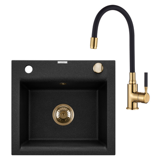 Zlewoz granit 1k tesalia w zes ze złotą bz glamour syf złoty AZ-01-Z41-SET Invena