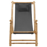 vidaXL Leżak z bambusa i ciemnoszarego płótna