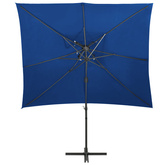 vidaXL Parasol wiszący z podwójną czaszą, lazurowy, 250x250 cm